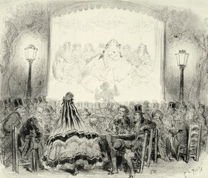 Sala da concerto del caffè in Francia, incisione da Gustave Dore