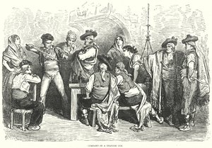 Compagnia in una locanda spagnola (incisione) da Gustave Dore