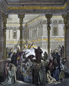 Daniele confonde i sacerdoti di Baal - incisione in 