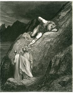 Dante e Virgilio incontrano il Minotauro. Incisione dall