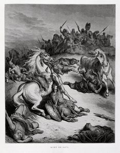 Morte del re Saul di Israele, Illustrazione dalla Bibbia di Doré da Gustave Dore