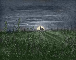 Don Chisciotte e Sancho, sulla strada per Toboso - da "Don Chisciotte della Mancia" di Miguel Cervantes - xilografia dopo un disegno di Gustave Dore da Gustave Dore