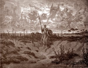 Don Chisciotte parte per le sue avventure Incisione di Gustave Doré per 
