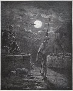 Don Chisciotte veglia sulle sue armi - da "Don Chisciotte della Mancia" di Miguel Cervantes da Gustave Dore