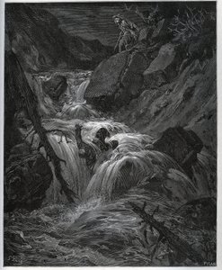 Dorothee, travestita da giovane contadina, libera il suo valletto lussurioso - da "Don Chisciotte della Mancia" di Miguel Cervantes da Gustave Dore