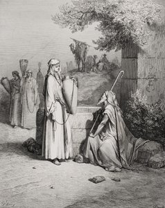 Eliezer e Rebecca, Genesi 24:15-21, illustrazione dalla 