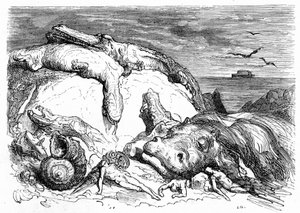 Incisione di Gustave Doré intorno al 1850: evocazione di un diluvio apocalittico che combina tradizione biblica (si può vedere in lontananza l