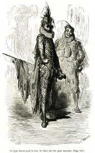 Incisione di Gustave Doré che illustra il romanzo di Théophile Gautier "Il Capitano Fracassa"