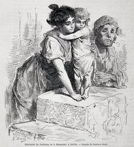 Famiglia del sobborgo di Macarena a Siviglia - dis. di Gustave Doré, in "Le Tour du monde", 2a settimana 1865 da Gustave Dore