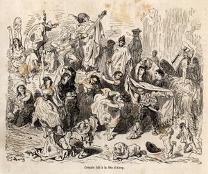 Feste di San Giorgio, patrono della città di Alcoy, schizzo dal vivo di Gustave Doré (1832-1883), per illustrare il suo viaggio in Spagna, nel 1862, con Ch. Davillier. Incisione in 