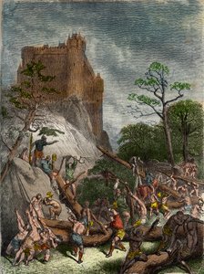 Feudalità nel Medioevo: servi che lavorano per il Signore - Incisione di Gustave Doré del XIX secolo in 