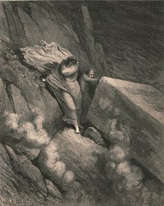 Dal profondo abisso, dietro il coperchio di un grande monumento ci siamo ritirati, c1890 da Gustave Dore