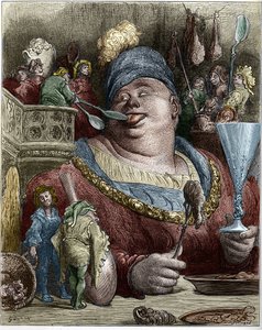 Gargantua, personaggio dei romanzi di François Rabelais (1494-1553), scrittore francese. Illustrazione di Gustave Doré (1832-1883)