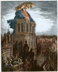 Gargantua sulle torri di Notre-Dame a Parigi - illustrazione da 