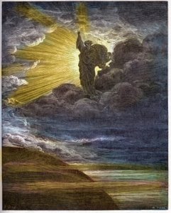Dio crea la luce - La Creazione della Luce - Antico Testamento (Genesi) - Creazione della luce - incisione in "La Bibbia illustrata" di Gustave Doré (1832-1883) - Incisione da "La Bibbia di Doré" da Gustave Dore