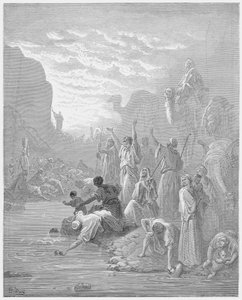 Mosè colpisce la roccia a Horeb da Gustave Dore