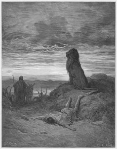 Bibbia di Gustave Doré: Il profeta disobbediente ucciso da un leone da Gustave Dore