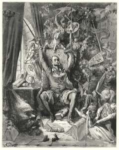 Don Chisciotte di Gustave Doré: "Un mondo di nozioni disordinate, estratte dai suoi libri, affollavano la sua immaginazione" da Gustave Dore