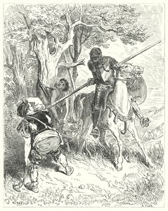 Don Chisciotte di Gustave Doré: "Per il sole che splende, ho una gran voglia di trapassarti il corpo con la mia lancia" da Gustave Dore