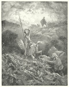 Don Chisciotte di Gustave Doré: "Vide in cima a una rupe rocciosa davanti a lui un uomo che saltava da una roccia all