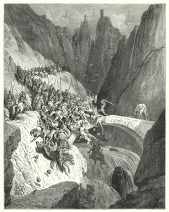Don Chisciotte di Gustave Doré: "Come Don Diego Garcia con la sua sola forza difese il passaggio di un ponte contro un grande esercito" da Gustave Dore