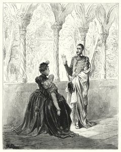 Don Chisciotte di Gustave Doré: "Ti prego, mio Signore Don Chisciotte, ritirati, perché questa povera giovane non tornerà in sé finché tu sarai qui" da Gustave Dore
