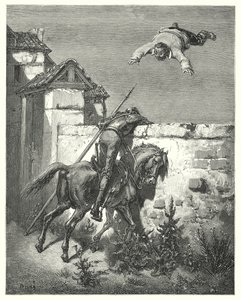 Don Chisciotte di Gustave Doré: "Più si arrabbiava, più lo lanciavano e ridevano" da Gustave Dore