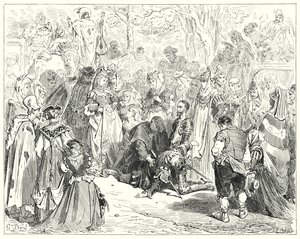 Don Chisciotte di Gustave Doré: "La povera vergine, tremante e spaventata senza dire una parola, venne dal povero Basilio" da Gustave Dore