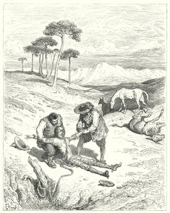 Don Chisciotte di Gustave Doré: "Trovarono che i suoi occhi erano chiusi, come se stesse dormendo profondamente" da Gustave Dore