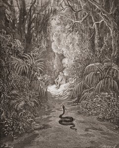 Illustrazione di Gustave Doré per Paradiso Perduto di John Milton Libro IX versi 434 e 435 da Gustave Dore