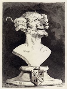 Busto immaginario raffigurante il Barone di Munchausen (Munchhausen), segno ""Canova 1766"". Illustrazione di Gustave Dore per la prima versione delle avventure del colonnello tedesco ""Le avventure del Barone di Munchausen (Munchhausen)"" di Rudolph Er da Gustave Dore