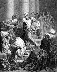 Gesù nel tempio, incisione di Doré da Gustave Dore