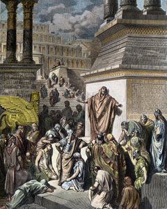 Giona esorta i Niniviti alla penitenza - illustrazione dalla 