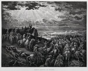 Giosuè ferma il sole, illustrazione dalla Bibbia di Doré da Gustave Dore