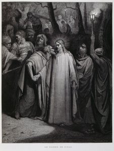 Giuda tradisce Gesù con un bacio; Illustrazione dalla Bibbia di Doré da Gustave Dore