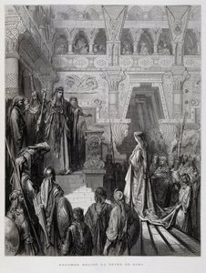 Il re Salomone riceve la regina di Saba, Illustrazione dalla Bibbia di Doré da Gustave Dore