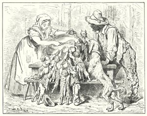 Le Petit Poucet; Pollicino (incisione) da Gustave Dore