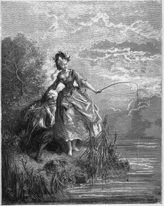 I pesci e il pastore che suona il flauto - da "Favole" di Jean de La Fontaine da Gustave Dore