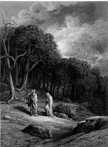 Merlino e Viviana nella Foresta di Brocéliande - in "Viviana" di Alfred Tennyson, illustrazione di G. Doré
