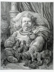 Pantagruel circonda le mucche - in "Gargantua" di Rabelais, ill. Gustave Doré da Gustave Dore