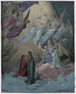 Paradiso, Canto 21: Le anime luminose cantano, illustrazione da "La Divina Commedia" di Dante Alighieri, 1885 da Gustave Dore