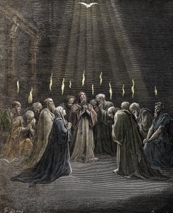 Pentecoste, discesa dello Spirito Santo sugli Apostoli e altri seguaci di Gesù Cristo da Gustave Dore