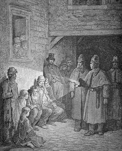 Poliziotti in pattuglia nel Rookery di Londra, inciso da Stephane Pannemaker (1847-1930) da Gustave Dore