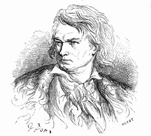Ritratto di Beethoven di Gustave Doré, circa 1855, per illustrare un testo di Hippolyte Taine: "Cos