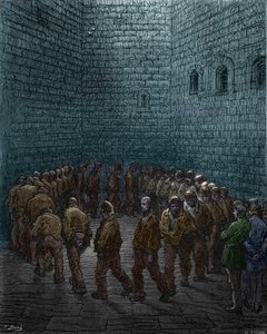 Prigionieri che fanno il giro nel cortile della prigione di Westgate a Londra, di Gustave Doré da Gustave Dore
