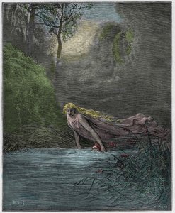 Purgatorio, Canto 31: Dante sommerso nel Fiume Lete, illustrazione da "La Divina Commedia" di Dante Alighieri, 1885 da Gustave Dore