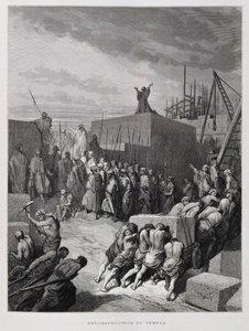 Ricostruzione del Tempio a Gerusalemme, Illustrazione dalla Bibbia di Doré da Gustave Dore