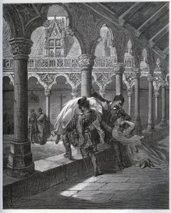 Racconto di Don Fernand; prende Luscinde dal convento dove si era rifugiata - da “Don Chisciotte della Mancia” di Miguel Cervantes - xilografia dopo disegno di Gustave Doré da Gustave Dore