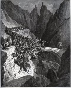 Racconto delle gesta del cavaliere Diego Garcia de Paredes - da "Don Chisciotte della Mancia" di Miguel Cervantes (1547-1616) - xilografia dopo disegno di Gustave Doré da Gustave Dore