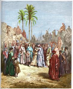 Riconciliazione tra Giacobbe ed Esaù - Riconciliazione di Giacobbe ed Esaù Genesi, XXXIII, 4 - Incisione da 